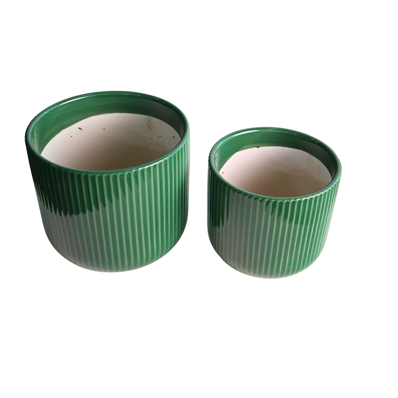 Green Pot Ribbed Small Emerald Green Ribbed Ceramic Pot| JM Flower
