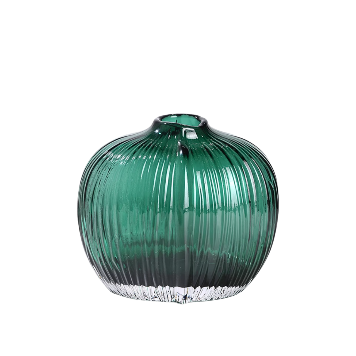 Ribbed Green Glass Vase