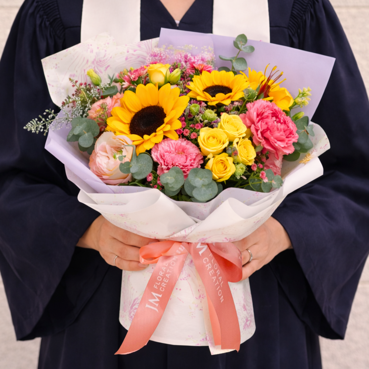 Vibrant Victory (Sunflowers, Carnations , Rose spray) - Flower Bouquet
