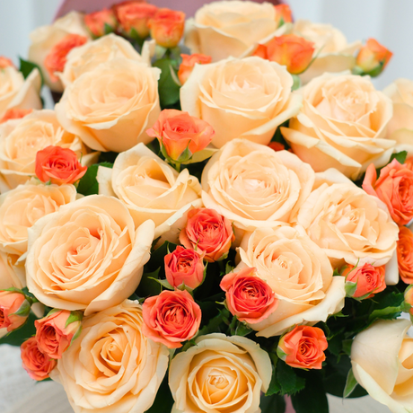 Sunset Charm (Roses, Rose Spray) - Table Flower Arrangement