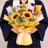 Dreams Achieved (3 Sunflowers, 3 Carnations) - Flower Bouquet