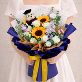Milestone Memories (2 Sunflower, 5 Roses) - Flower Bouquet
