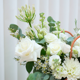 Pure Elegance (Freesia, Eustoma, Calla Lily) - Flower Basket