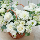 Pure Elegance (Freesia, Eustoma, Calla Lily) - Flower Basket