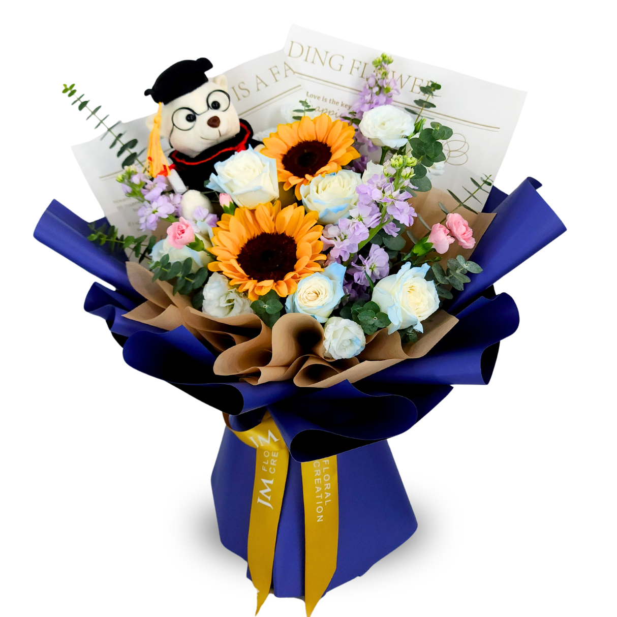 Milestone Memories (2 Sunflower, 5 Roses) - Flower Bouquet