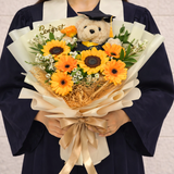 Gown Glory (2 Sunflowers, 6 Gerberas) - Flower Bouquet