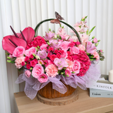 Boundless Appreciation (2 Hydrangea, 10 Roses) - Flower Basket