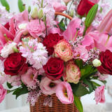 Tropical Romance (Mattiola, Lily, Roses) - Flower Basket