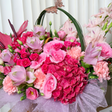 Boundless Appreciation (2 Hydrangea, 10 Roses) - Flower Basket