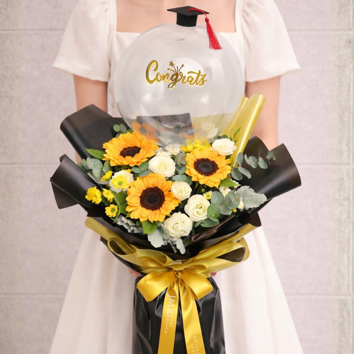 Graduation Jubilee (3 Sunflower, Eustoma) - Flower Bouquet