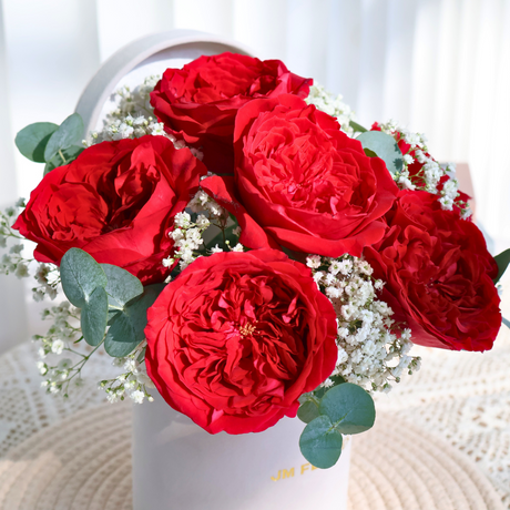 Crimson Glow (6 David Austin Roses) - Table Flower Arrangement