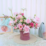 Pink Elegance (8 Roses, 3 Rose Spray, 3 Eustoma) - Table Flower Arrangement