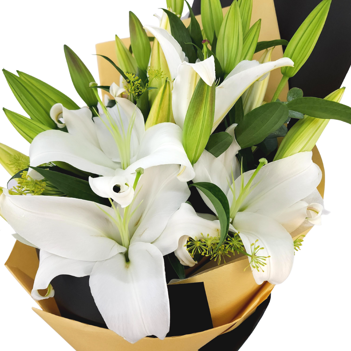 alora Green & White Lilies Bouquet Birthday Flower Bouquet Singapore