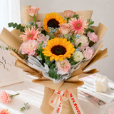 Amara (2 Sunflower, 6 Roses) - Flower Bouquet