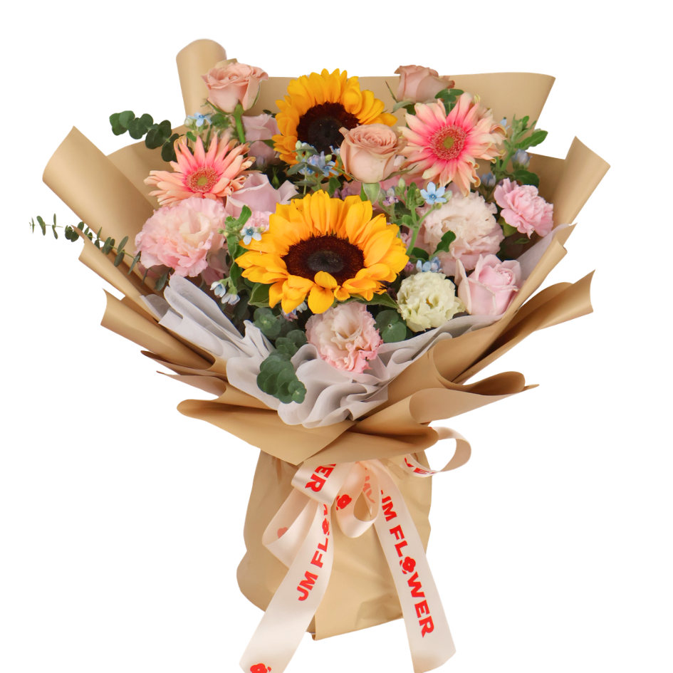 Amara (2 Sunflower, 6 Roses) - Flower Bouquet