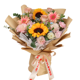 Amara (2 Sunflower, 6 Roses) - Flower Bouquet