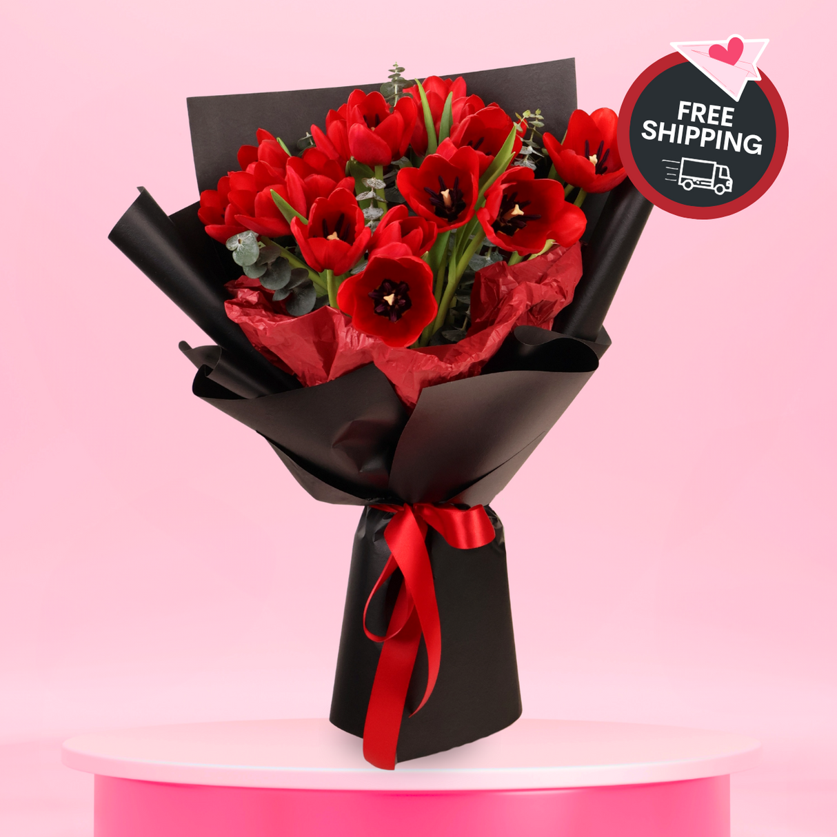 Amour Blossom (20 Tulips) - Valentine Flower Bouquet