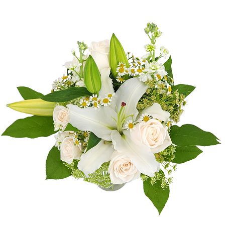 angelina White Roses Vase Arrangement Birthday Flower Bouquet Singapore