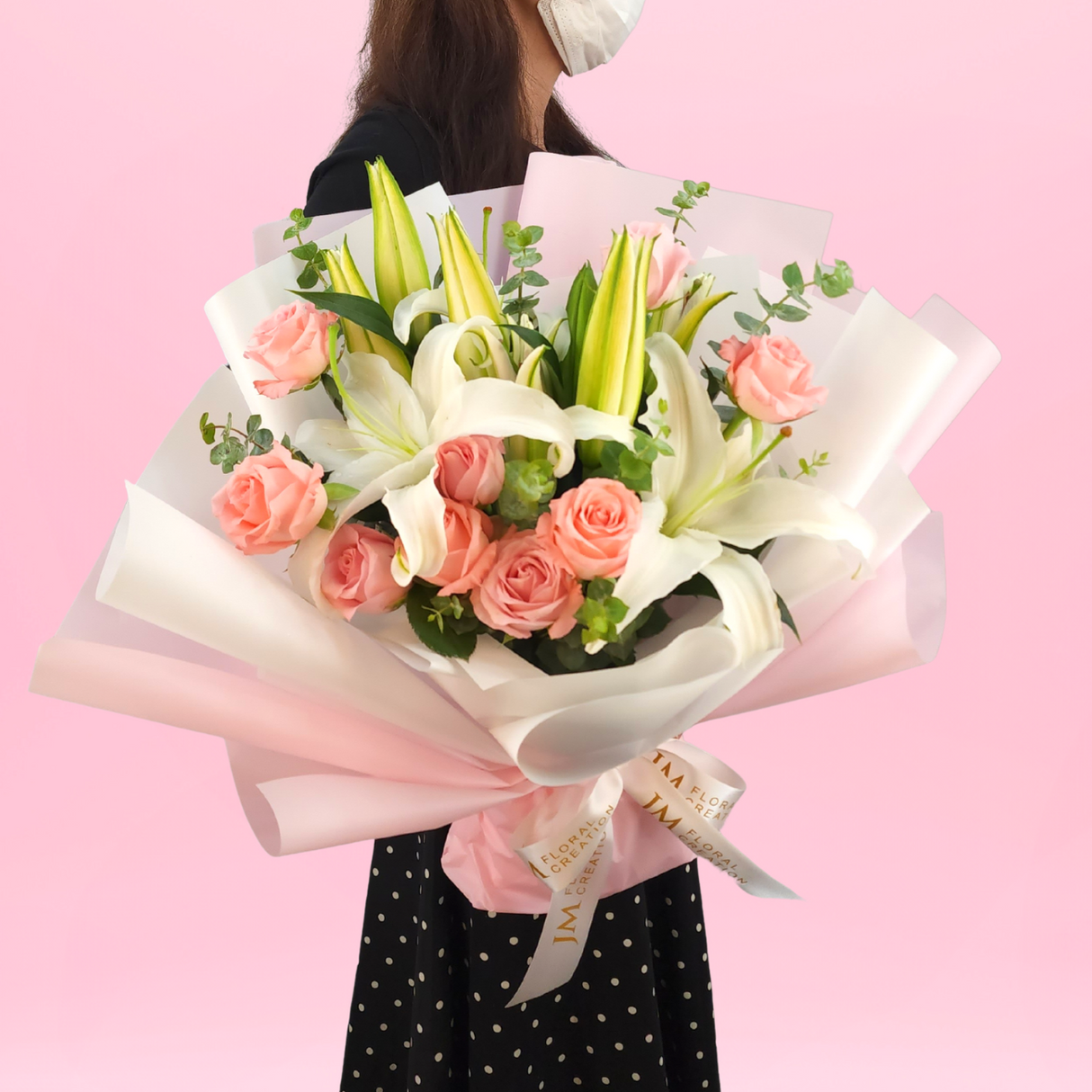 Anneliese (9 Roses & Lilies) - Valentine Flower Bouquet