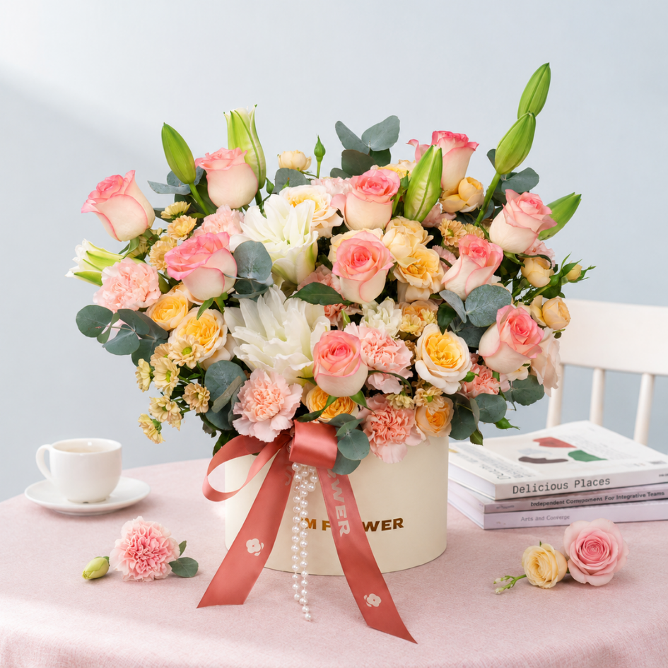 Beatrice (10 Roses, 10 Carnations) - Flower Box