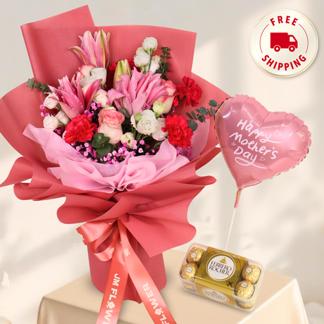 Bloom Calm (Lily, Rose, Carnation) - Mother's Day Bouquet