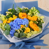 Bree (1 Hydrangea, 3 Sunflowers) - Flower Bouquet