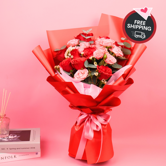 Candy Kisses (9 Roses) - Valentine Flower Bouquet