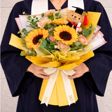 Dreams Achieved (3 Sunflowers, 3 Carnations) - Flower Bouquet