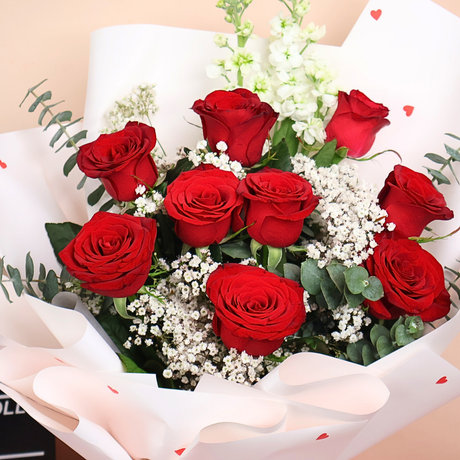 Comfort Crush (9 Roses) - Valentine Flower Bouquet