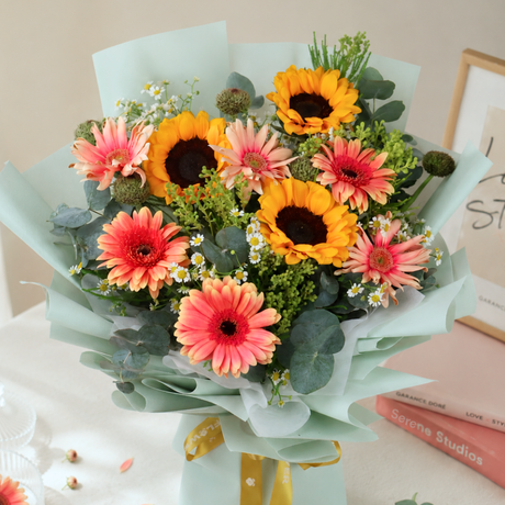Coralie (10 Gerbera) - Flower Bouquet
