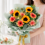Coralie (3 Sunflower, 10 Gerbera) - Flower Bouquet
