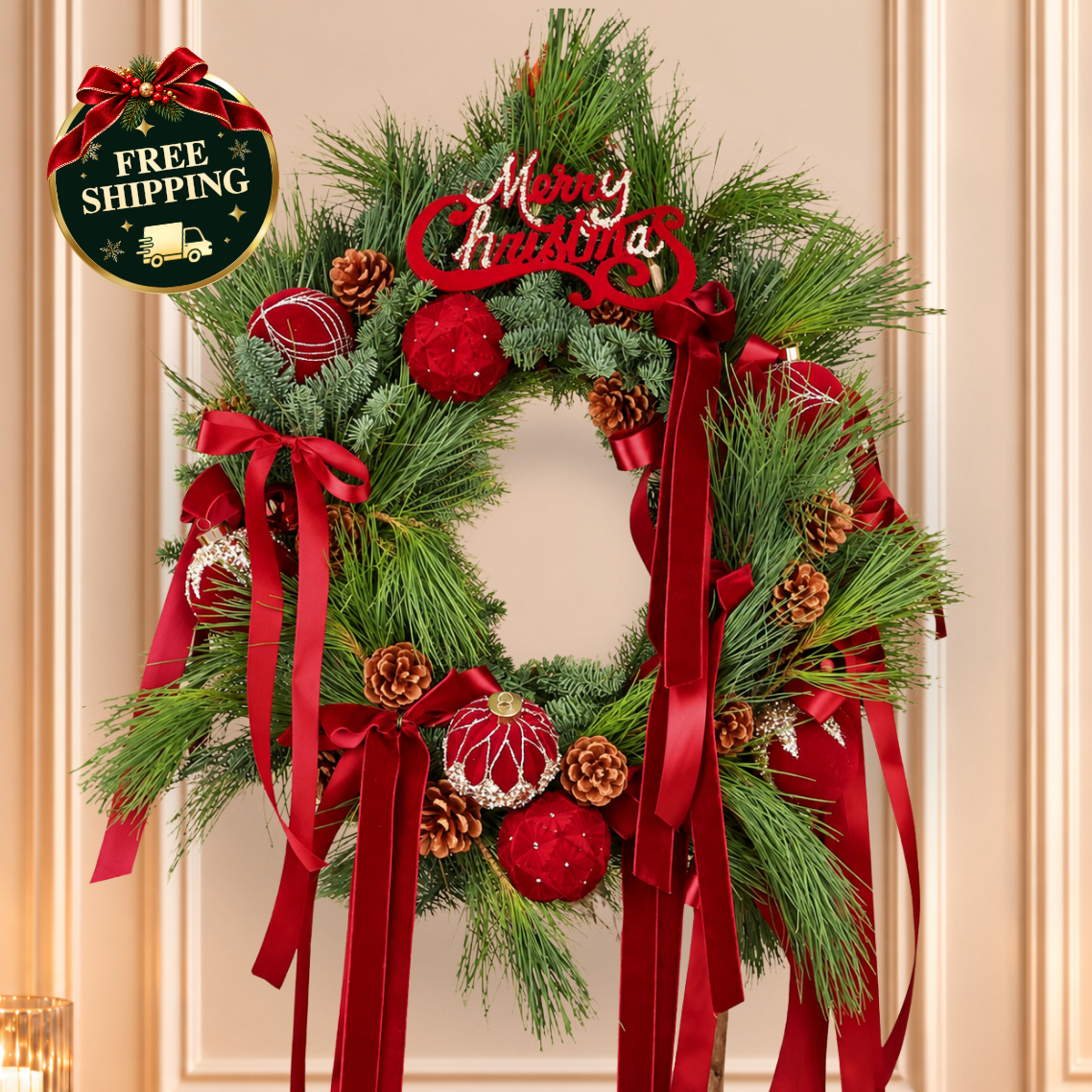 Crimson Garland - Christmas Wreath