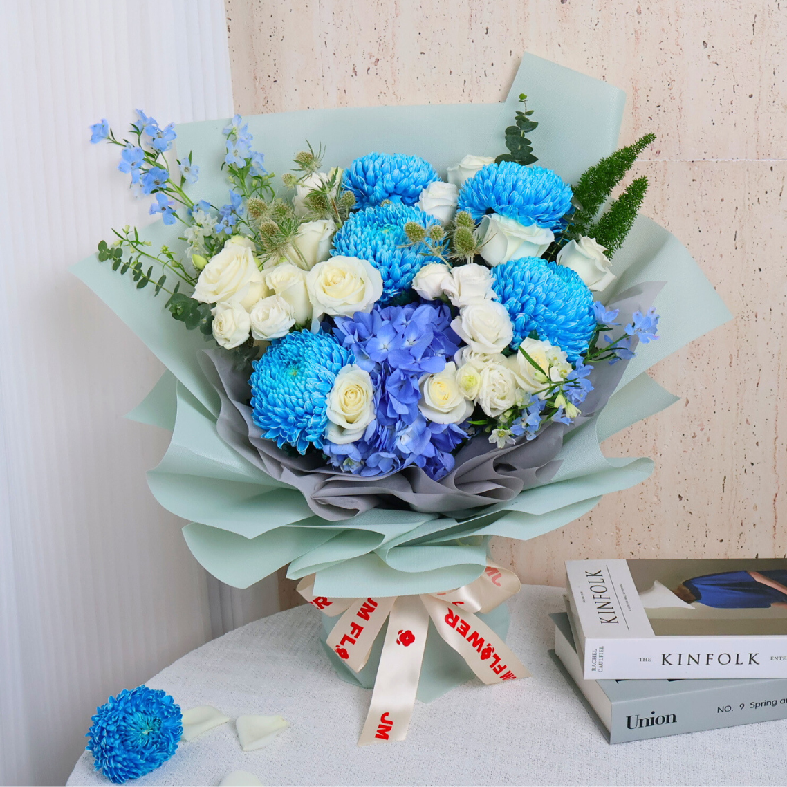 Blue flower bouquet by Kinfolk Union for Spring.
