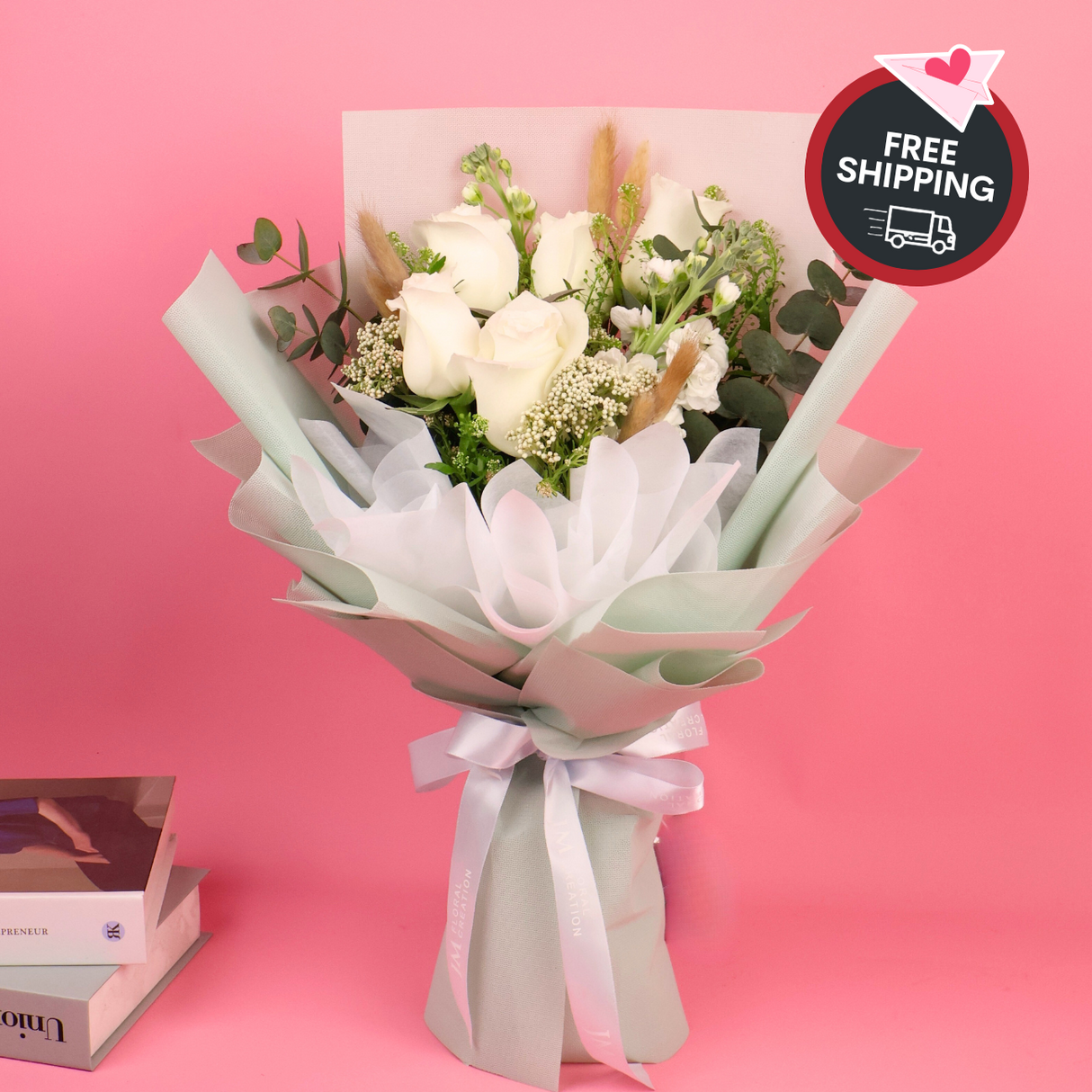 Dewy Whisper (5 Roses) - Valentine Flower Bouquet