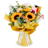 Dreams Achieved (3 Sunflowers, 3 Carnations) - Flower Bouquet