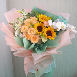 Elara (3 Sunflowers, 9 Roses) - Luxe Giant Bouquet