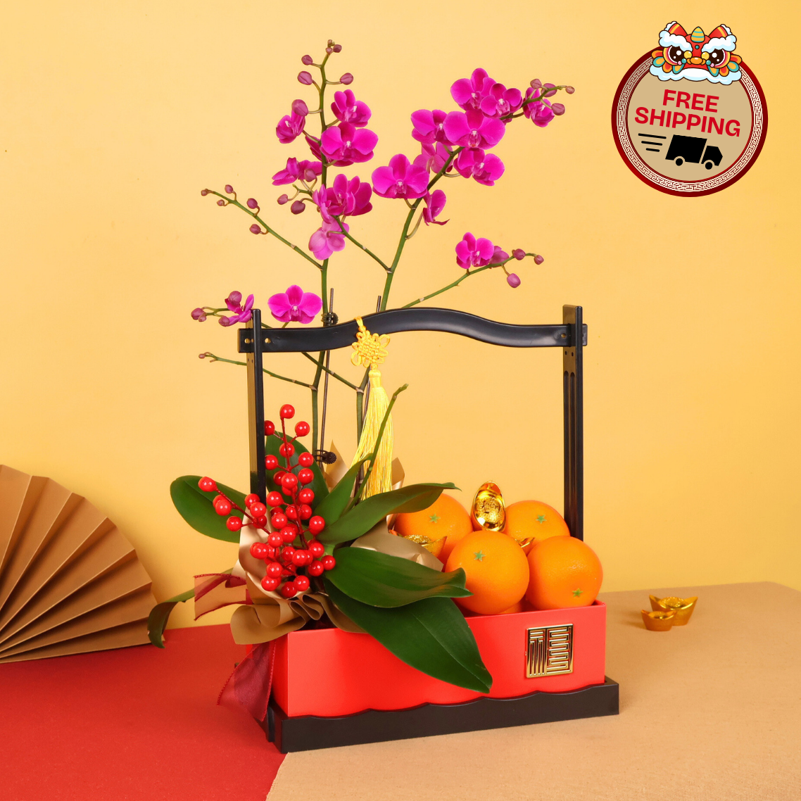 Elegance Jewel (12 Oranges) - Orange and Flower CNY Hamper