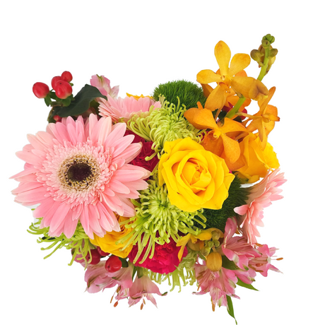 ella Pink, Orange, and Yellow Vase Arrangement Birthday Flower Bouquet Singapore