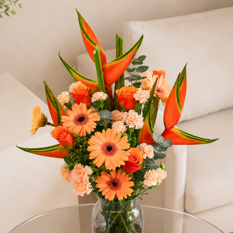 Ellie (5 Roses, 3 Gerberas) - Vase Arrangement