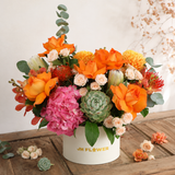 Emberly (5 Roses, 1 Hydrangea) - Reflexed Rose Flower Box