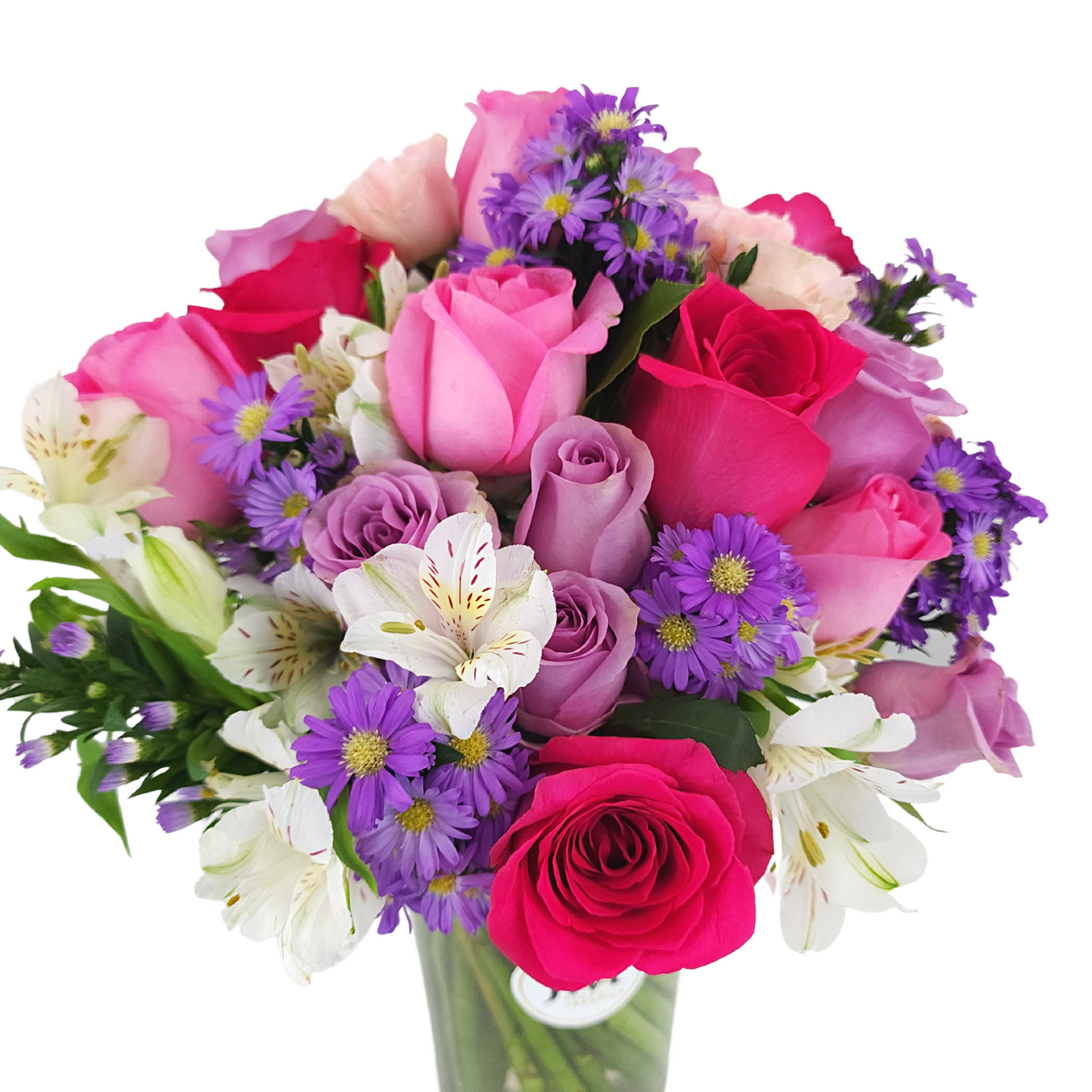 emma Purple and Pink Roses Vase Arrangement Birthday Flower Bouquet Singapore