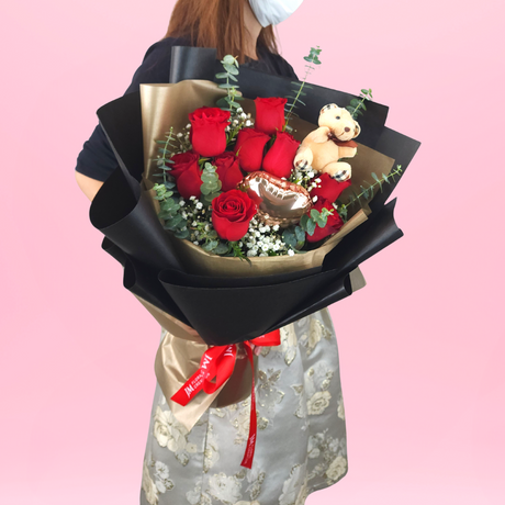 Enchantment (9 Roses) - Valentine Flower Bouquet