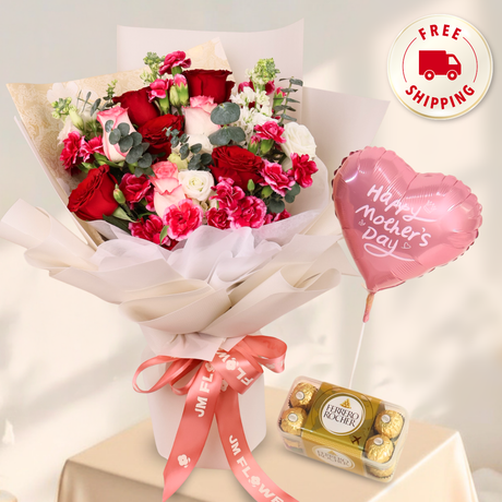 Endless Appreciation (8 Roses, 5 Carnation Spray) - Mother's Day Bouquet