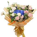 Georgina (1 Hydrangea, 6 Roses) - Flower Bouquet