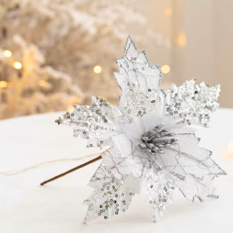 Artificial Glittery Poinsettia