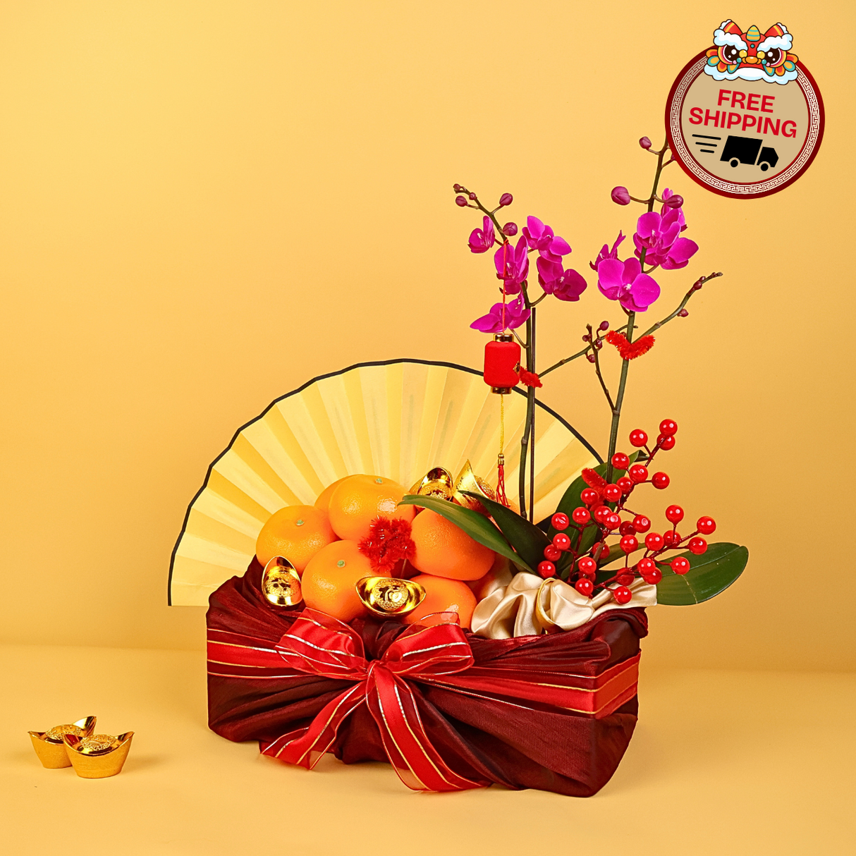 Golden Dynasty - Orange and Flower Hamper