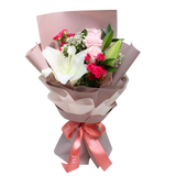 Grace Honor (1 Lily, 3 Roses) - Flower Bouquet