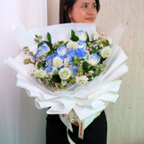 Graciela (10 Roses, 1 Hydrangea) - Flower Bouquet