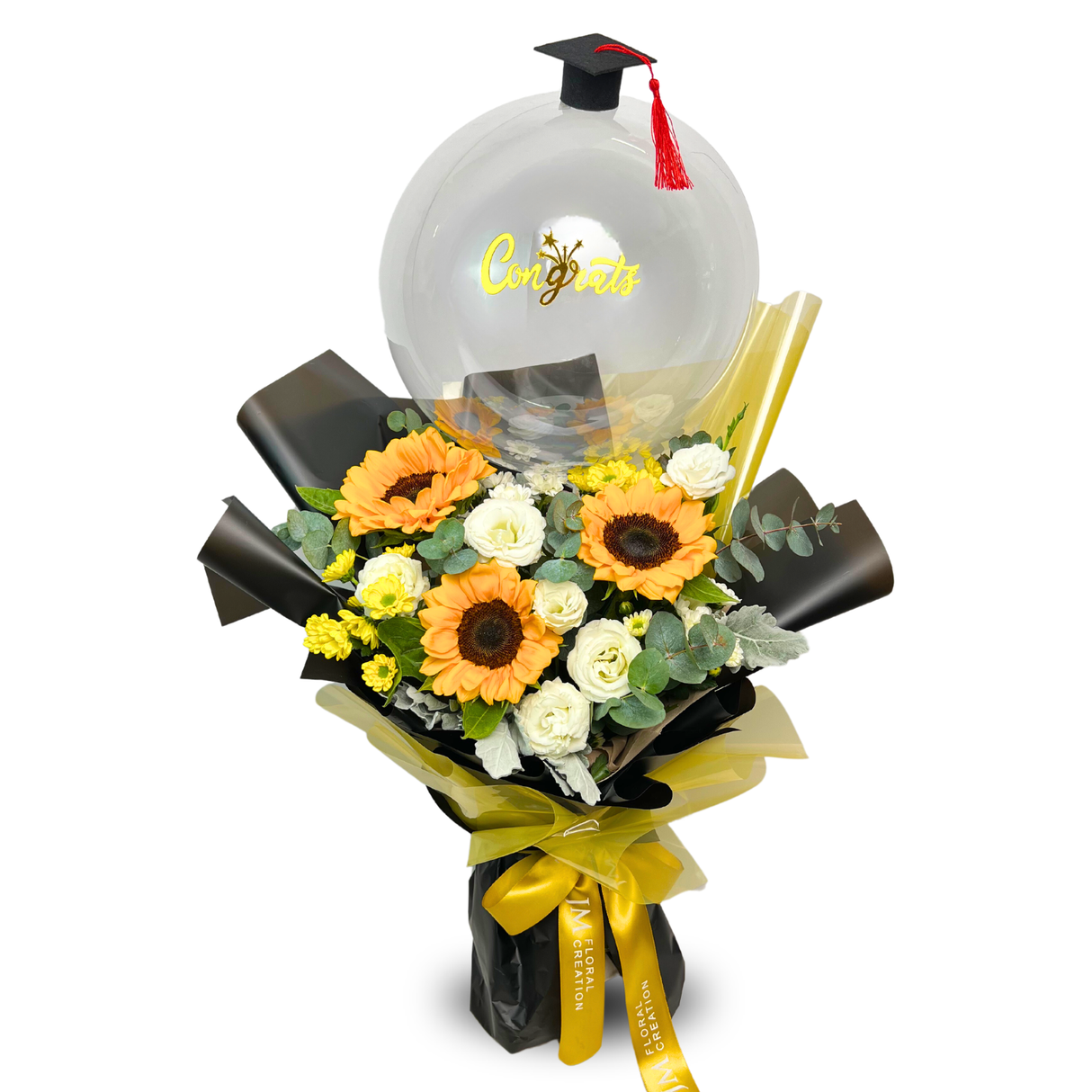 Graduation Jubilee (3 Sunflower, Eustoma) - Flower Bouquet