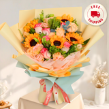 Guinevere (12 Roses, 5 Sunflower) - Mother's Day Bouquet